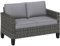 Outsunny 2 Seater Rattan Sofa with Cushions, Wicker Garden Loveseat with Armrests, Outdoor Garden Sofa Couch with Steel Frame for Balcony, Porch, Dark Grey