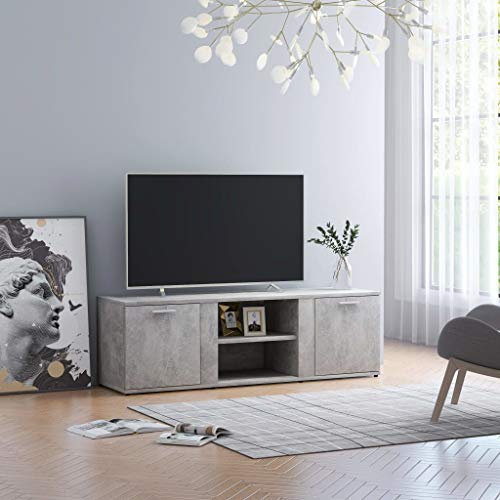 CINDERFUL TV-Schrank Betongrau 120x34x37 cm Holzwerkstoff,Schlichter Fernsehschrank mit Aufbewahrung Betonoptik für Wohnzimmer TV-Möbel, TV-Bänke