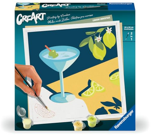 Ravensburger – CreArt 20x20 cm – Adulte – Peinture par numéros – Drink Lemon – Loisir créatif – 25561