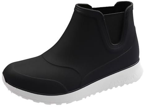 Scarpe da pioggia da uomo antiscivolo per lavoro all'aperto, scarpe impermeabili in gomma per la pesca, stivali da pioggia, antiscivolo, antisporco, scarpe da cucina, Nero , 41 EU