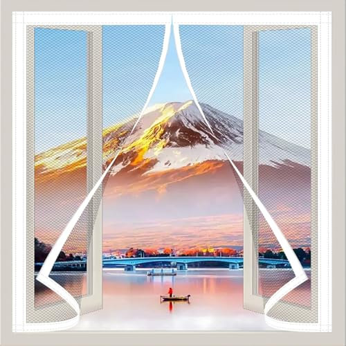 Mosquitera Ventana Magnetica 60 x 80 cm Adiós a Los Mosquitos Cierre Automático Mosquiteras para Ventanas sin Taladrar para Ventanas y Puertas, Blanco