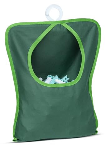 Peg Bag for Washing Line with Hanger | Cotton Pegs Holder L 39 X W 29 | Double Stitched Reusable Clothespin Holder | Washable Hanging Washing Basket for Laundry