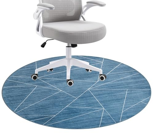 Honorstar Bodenschutzmatte für Hartböden 100cm Stuhlunterlage Teppich Bodenschutzmatte Bürostuhl Matte Runden Bodenmatte rutschfest Bürostuhlunterlage Stuhlmatten (Blau)