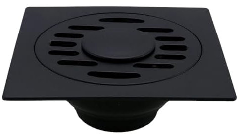 WEOKDFHA Bodenablauf Aussen Schwarzes Badezimmer, quadratisch, Duschablauf, Edelstahl, Bodenablauf, Siphon, Abfallgitter, runde Abdeckung, Haarsieb