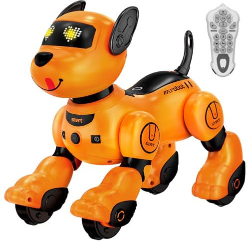anysun Roboter Hund, Roboter-Spielzeug Wiederaufladbar für Kinder | Programmierbares, Follow-Funktion, Englische Sprachbefehle, Fernbedienung, Berührungssensor, Geschenk für Kinder