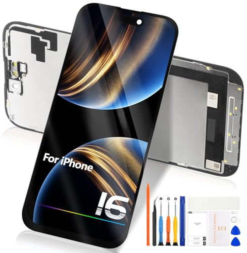 Incell Display für iPhone 16 LCD Bildschirm Ersatz für iPhone 16 LCD Display Touchscreen Digitizer Assembly Reparatur Set A3287 A3081 A3286 A3288 (6,1”, schwarz)