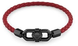 Philipp Plein Herren Armband Edelstahl schwarz Leder PLEIN EDGE PJPEA24BS