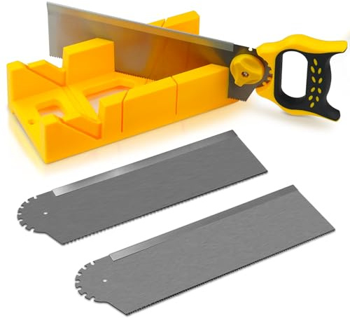 Konvixon 10×30 cm ABS Gehrungslade und Handsäge, 3 Wechsel-Sägeblätter | Hochgekohlte Stahlblätter(10/14/17 TPI) für Schnelle & Präzise Schnitte, Extrabreite Schneidlade für Schwere Holzarbeiten