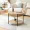 [en.casa] Couchtisch mit Hebeplatte rund Kandas Wohnzimmertisch mit Stauraum Ø70 x 49 cm Kleiner Tisch erhöhbar mit Metallgestell Eicheoptik