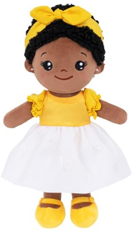 OUOZZZ afrikanische Stoffpuppe - weiches Kuscheltier für Babys ab 3 Mo | Sichere & weiche Stoffpuppe aus A-Qualität, 32cm, fördert Rollenspiele&Selbstvertrauen, Mädchen & Jungen