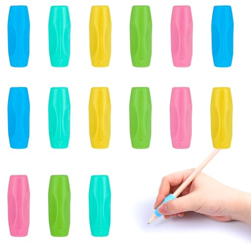 Jxiwfvl 15 PCS Pen Grips for Adults, Silicone Pens Grips, Ergonomic Pens Grip for Handwriting, Multicolor Comfort Grip for Pen Pencils Drawing
