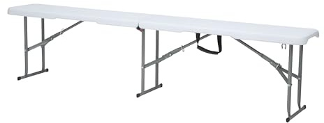 AXI Elba Bierbank Klappbar in Weiß, HDPE Kunststoff | Klappbarer Bank/Picknickbank | für Garten, Balkon oder Campingplatz - Ausgeklappt : 183 x 28 x 43 cm