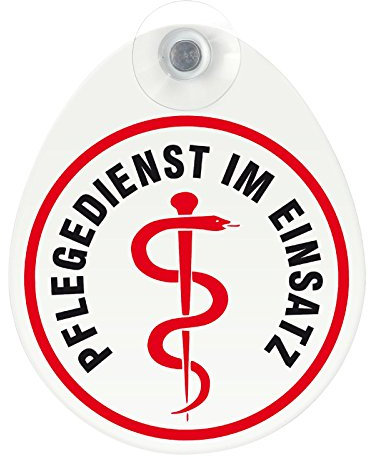 Schild, Autoschild Pflegedienst im Einsatz mit Saugnapf, 1,1mm wetterfestes Material 100 x 120 mm groß, von innen oder außen GREEN
