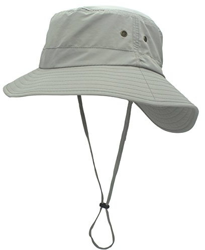 Magracy Unisex Damen Sonnenhut UPF 50+ Sommer Breiter Krempe Eimer-Hut für Frauen Safari-Hüte Fischerhut Hellgrau