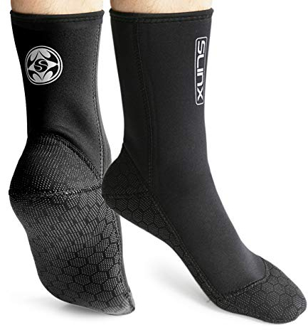 PAWHITS Neopren-Socken für Neoprenanzug 3 mm Thermosocken rutschfest für Herren und Damen zum Tauchen Schnorcheln Schwimmen Surfen Segeln Kajakfahren L Schwarz