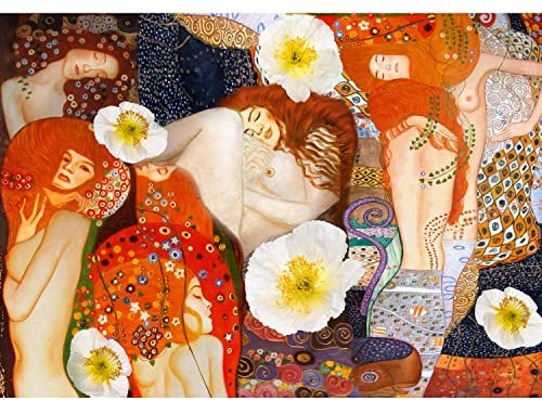 Runa Art Papier peint intissé 396 x 280 cm femme Gustav Klimt collage | Toison Décoration Murale Salon Chambre á Coucherr | Fabrication Allemande | Orange 9429012a