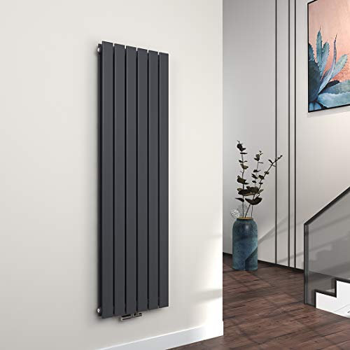 EMKE Vertikal Heizkörper 1600x460mm, Heizkörper Flach Paneelheizkörper Doppellagig Flachheizkörper Mittelanschluss Heizung Anthrazit 1490W