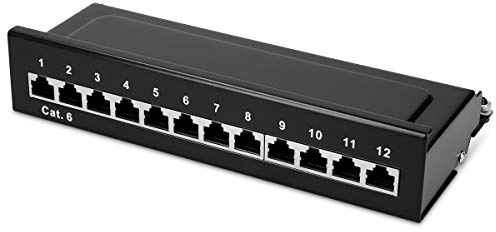 kwmobile Panneau de Brassage 12 Ports - Baie de Brassage RJ45 Cat 6 pour Câble Réseau - Boitier Montage Mural - Raccordement Blindé - Noir