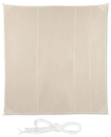 relaxdays Tenda a Vela Quadrata, Impermeabile, Anti UV, Corde di Supporto, da Terrazza e Giardino, LxP: 5x5 m, Beige, 5 x 5 m