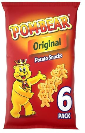 POM-BEAR – Kartoffel-Snacks mit Originalgeschmack, 6 x 13 g Beutel – 65 Kalorien pro 13 g Beutel – glutenfrei, ohne künstliche Farb- oder Aromen, geeignet für Vegetarier