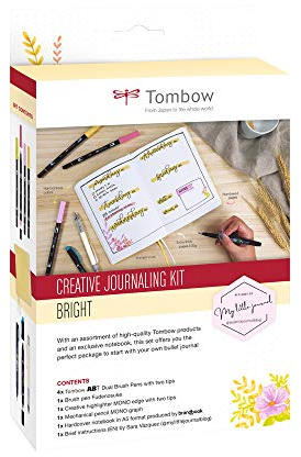 Tombow BUJO-SET2 Creative Journaling Kit Bright, Notizbuch + 7 ausgewählte Produkte