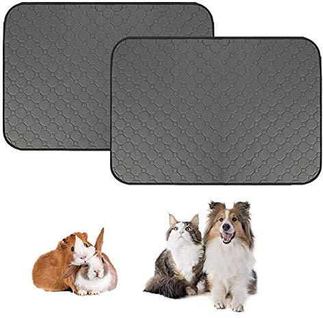 Guinea Pig Fleece Cage Liners, Pet Washable Pee Pad, Waterproof Reusable Dog Cat Mat, Anti Slip Small Animals Bedding with Super Absorben - 28x 40 (2pcs-L)