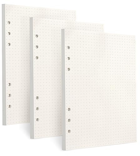 A5 Papier, [3 Packungen] Toplive 100GSM dickes Nachfüllpapier 6 Löcher Nachfülleinlagen Loose Notizpapier A5 Refill Paper 135 Blätter (270 Seiten) für 6 Ring Binder Notizbuch, Gepunktet Papier