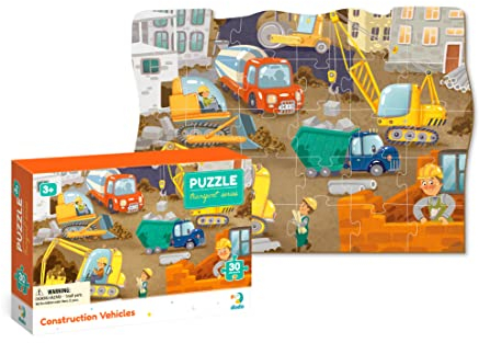 Dodo D300373 Educational Construction Vehicles Puzzle 30 Pieces, Various