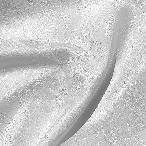 Paisleymuster, Jacquard-Polyviskose, gewebt, für Polstermöbel, Kleider, Anzugfutter, Drapierstoff, Material | 150 cm breit (Meterware, weiß)