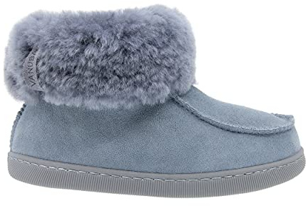 Vanuba Peppin – Hausschuhe aus Leder für Kinder Jungen & Mädchen mit Futter aus Schafwolle – Größe: 33, Farbe: Beige mit Weiß