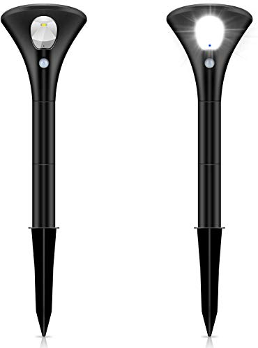 FLINQ Solarlampe Spike - Gartendeko - Lampen für Außen - Mit Bewegungsmelder und Akku - Schwarz - 2er-Set