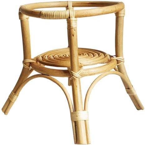 1Pc Bohemian Rattan Weaving Flowerpot Rack - Sturdy Indoor Plant Stand for Monstera Fiddle Leaf Fig and Artificial Plants - Creative Wicker Planter Display Shelf