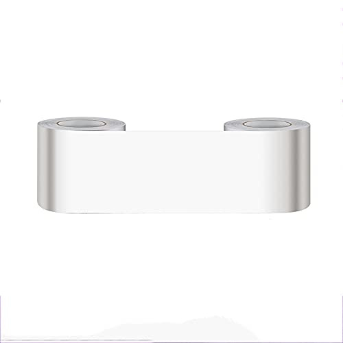 Bordure de papier peint autocollant en vinyle imperméable épais blanc pour décoration d'intérieur, salle de bain, cuisine, carrelage décoratif, 10 x 500 cm