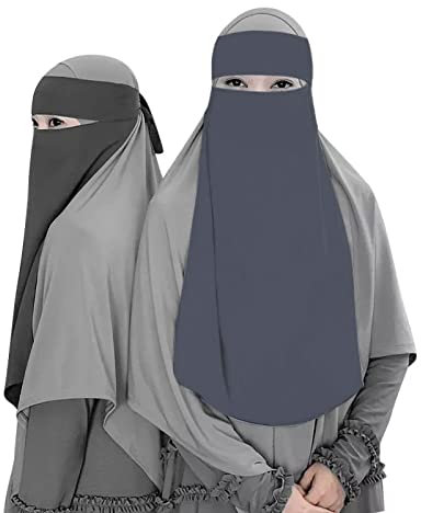 URGARMENT Muslimische Frauen, Niqab-Schleier, Dunkel_Grau, 68cm*39cm