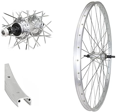 26 Zoll Alu Fahrrad Hinterrad Laufrad für Schraubkranz 559-19 Silber Vollachse
