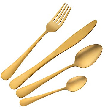 Gold Besteck Set, Buyer Star 16 Stück Besteck Set Edelstahl 4 Sets Geschirr Messer Gabeln Löffel Teelöffel für 4