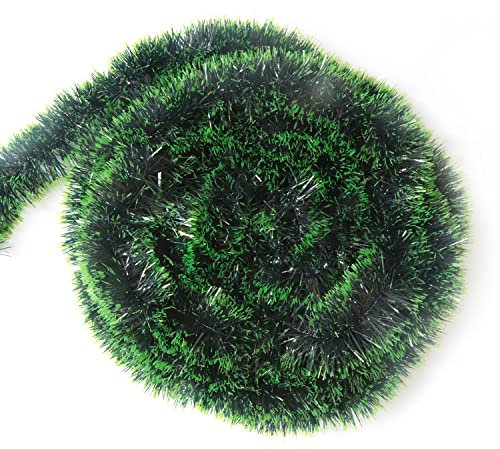 Ghirlanda natalizia lunga da 10 m, decorazioni metallizzate per albero di Natale, boa, decorazione da appendere per la casa, ghirlande, feste di nozze (verde scuro)