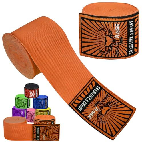 Beast Rage Boxbandagen für Herren, Schutz, MMA-Unterstützung, Innenhandschuhe, Kampfsport, Kampfsport, Muay Thai, unter den Handschuhen, 4,5 m, elastische Bandagen