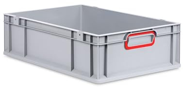 PROREGAL Eurobox NextGen Color | HxBxT 17x40x60cm | 34 Liter | Griffe rot geschlossen | Glatter Boden | Eurobehälter, Transportbox, Transportbehälter, Stapelbehälter
