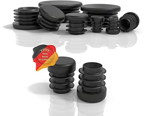 PD® Lamellenstopfen Rund 10mm für Rundrohr - Runde Endkappen aus PE Kunststoff - Rohrstopfen 10mm zur Rohrabdeckung von Stahlrohr, Edelstahlrohr, Alurohr & Aluprofil - Rundstopfen Schwarz - 4 Stück