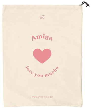 Bolsa Tela Regalo Amiga definición, Algodón Natural 100%, Tamaño 24 cm x 30 cm, Reutilizable, Ideal para Envolver Regalos, Cierre con cordón.