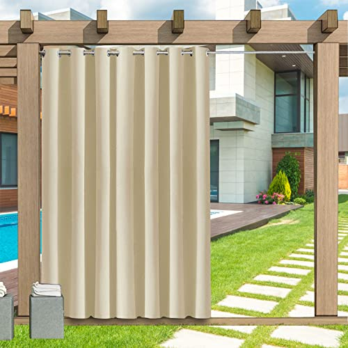 Outdoor Vorhang Wetterfest, 1 Stück Outdoor Vorhang Wasserdicht Wetterfest Blickdicht mit Ösen, 24 Farben Sichtschutz Sonnenschutz Outdoor Gardine für Veranda, Pergola, Laube, 132X213cm(B X H)