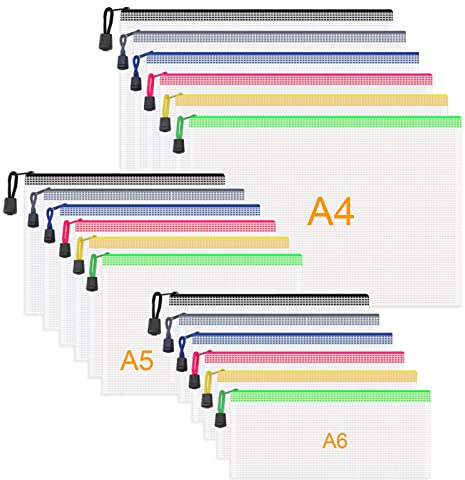 JIANTA Dokumententasche Reißverschluss A4+A5+A6, 18 Stücke Zipper Beutel, Transparente Reißverschlusstaschen, Dokumententasche, Utensilientasche, Beutel mit Reißverschluss Geeignet für Büro Schule