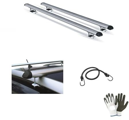 KOMPATIBEL MIT Dacia Sandero Stepway Jahr 2011 DACHTRÄGER FÜR AUTODACH 130CM MENABO BAR MIT ERHÖHTEM RELING, HOHEN HANDLÄUFEN, EIN Paar Aluminium-GEPÄCKTRÄGER, 60 KG
