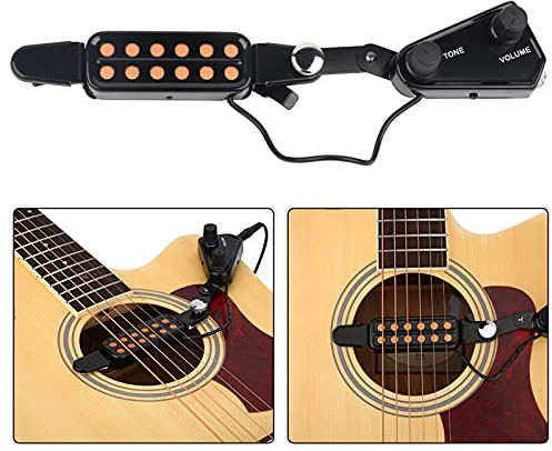 12 Schallloch-Gitarren-Tonabnehmer, magnetischer Schallloch-Tonabnehmer mit Lautstärke-Ton-Tuner-Kit für Akustikgitarre, akustischer Tonabnehmer für Gitarre