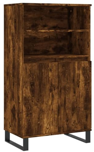 vidaXL Buffet Haut, Armoire avec 6 Compartiments et Portes, Meuble de Rangement avec Pieds Salle de Séjour, Industriel, Maison Chêne Fumé Bois d'Ingénierie