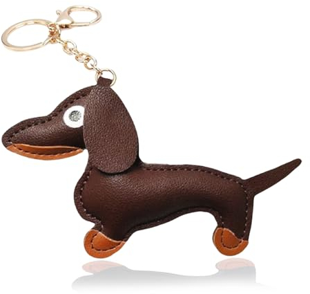 NATOSU Porte-clés en cuir pour chien teckel, porte-bonheur, chien saucisse, cadeaux pour personnes préférées, femmes, hommes, enfants, anniversaire, Noël