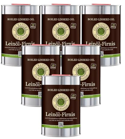OLI-NATURA Leinöl-Firnis, biologischer Holzschutz, lebensmittelecht-zertifiziert, 6x1L, farblos - natur