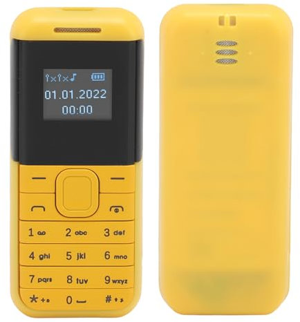 Zunate Basistelefon, BM222 0,66 Zoll Bildschirm, Superkleines Smartphone, 2G Winzig Mobiltelefon mit FreihändigemWählgerät, Dual SIM Karte GSM für ältere (Yellow)