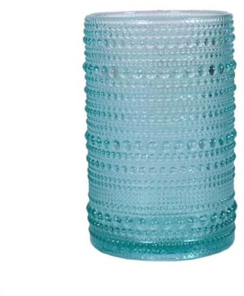 soulnioi Bicchieri in vetro vintage goffrato, multicolore, per birra, cocktail, bibite gassate e succhi (450 ml, azzurro)